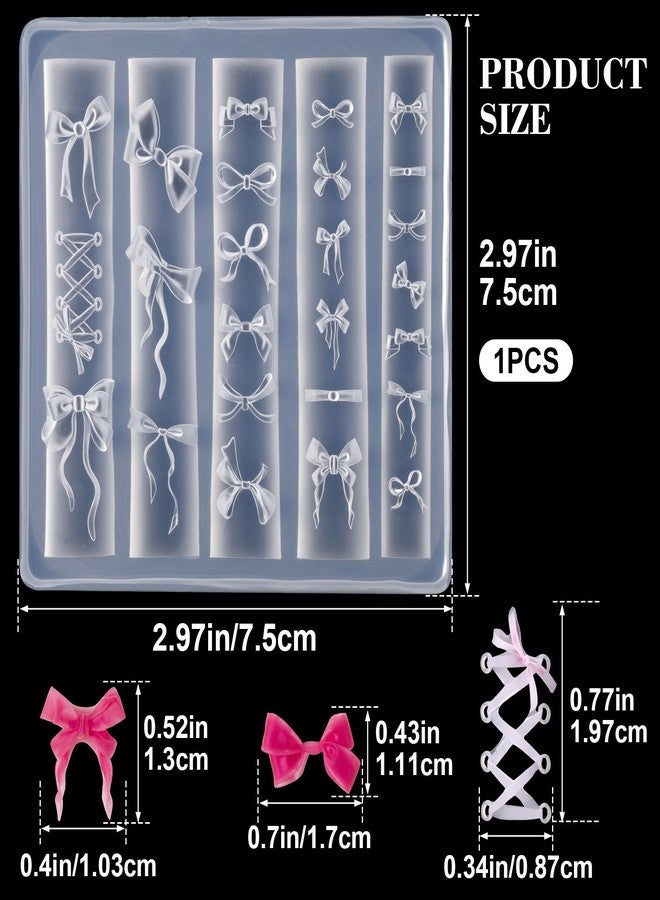 SmallCat Bowknot Silicone Nail Molds, Nail Molds for Nail Art, Bow Nail Charm Molds, Nail Art Molds 3D Silicone for Gel Manicure Decorations Accessories DIY Nail Supplies (1 Pcs) - Image 2